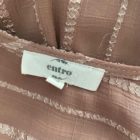 Entro Dusty Pink Ruffle Hem Blouse Long Sleeve Boho Top Size S - Picture 4 of 4